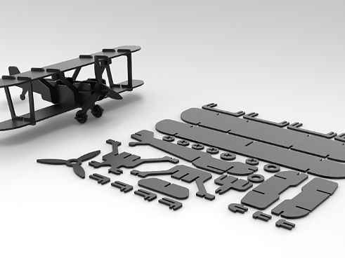 3D puzzle Biplane plane kit card